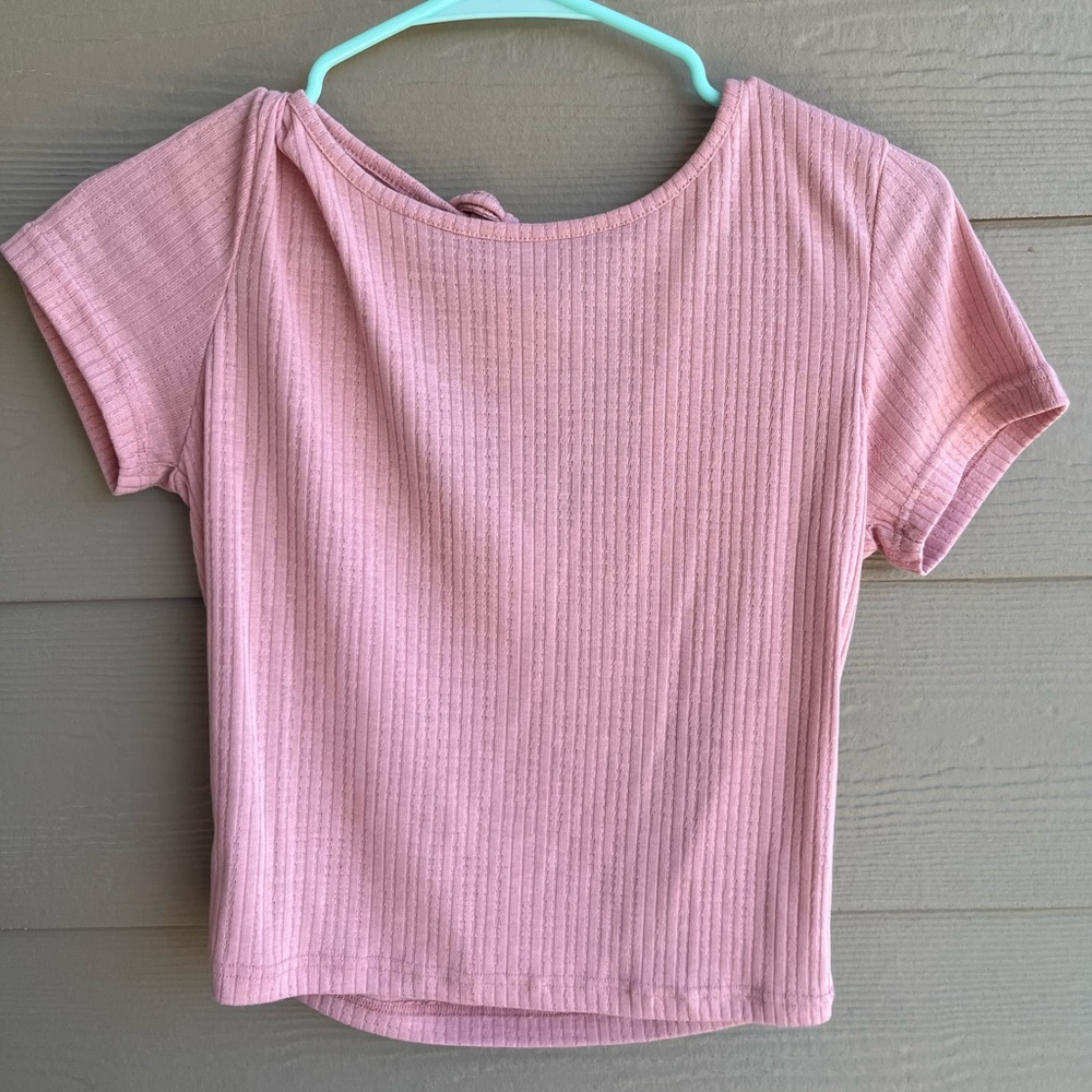 Caution to the wind short sleeve pink t shirt